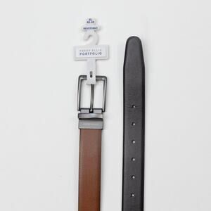 Perry Ellis Burnished Leather Belt Reversible Brown/Black Size XL(42-44)